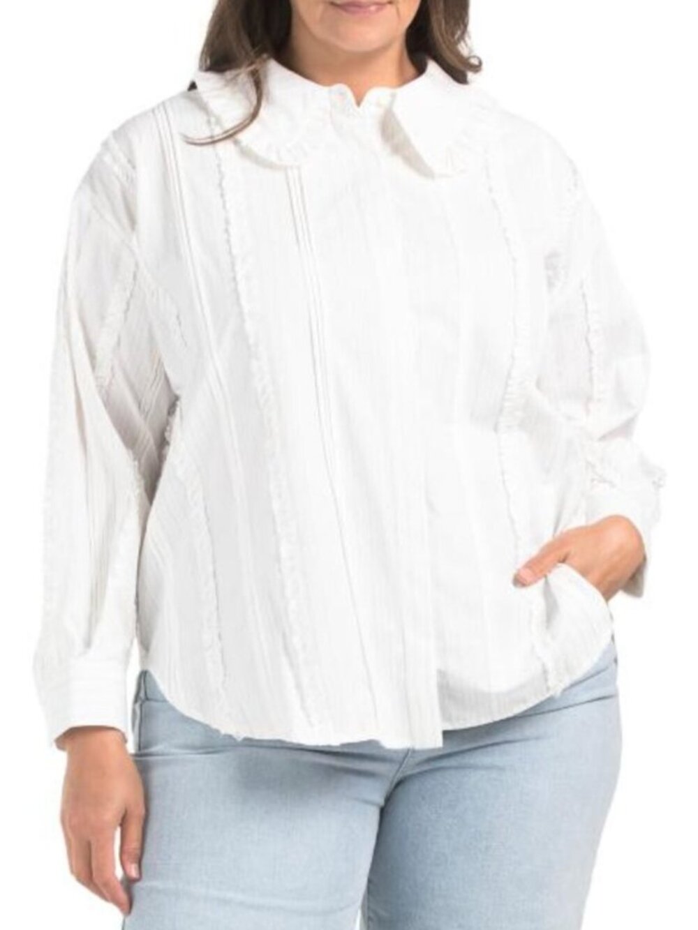 ENDLESS ROSE Plus Pintuck And Ruffle Shirt